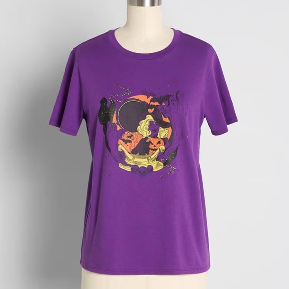 Modcloth When Casual Calls Crew Neck Tee Purple Halloween Witch Size S NWT - Picture 1 of 9